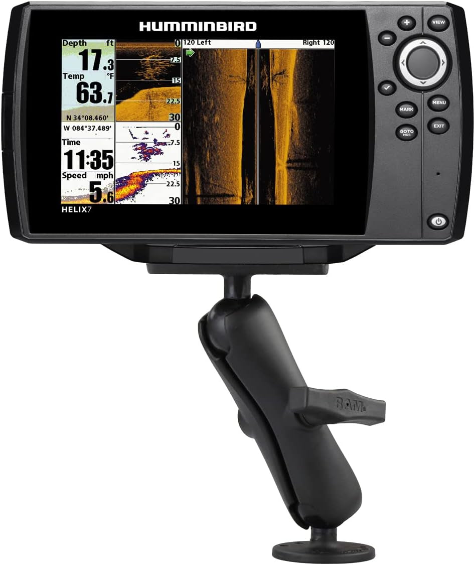 Drill-Down Double GPS Ball Mount for Humminbird Helix 7 RAM-202-24-202U with Medium Arm