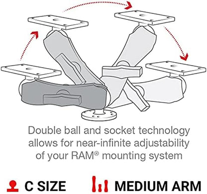 Drill-Down Double GPS Ball Mount for Humminbird Helix 7 RAM-202-24-202U with Medium Arm